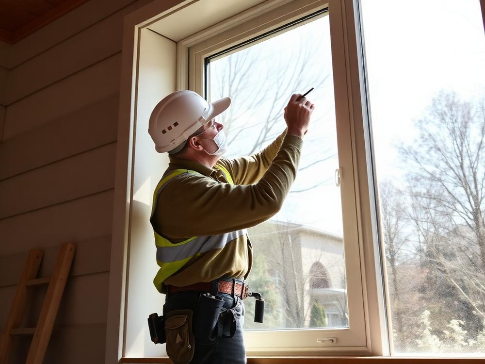 Installer fitting a new replacement window